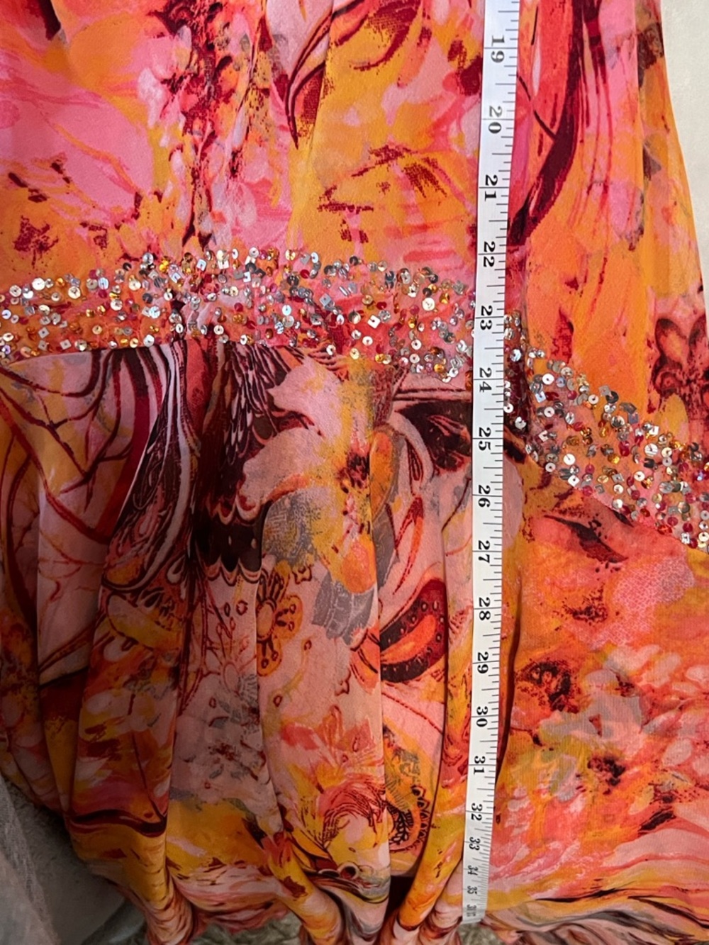 Midnight Velvet Beaded Sequin Tropical Sunset,Dress, Resort Cocktail Glam Size L - Picture 8 of 8